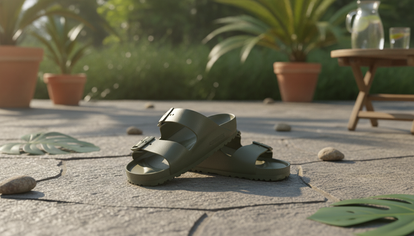 Birkenstock Men’s Green Slippers: Firm Footbed Comfort